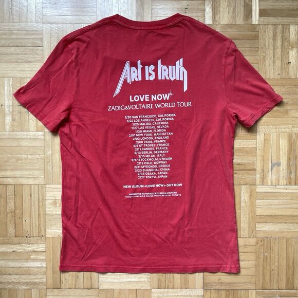 Zadig & Voltaire T Shirt Women's Medium Red Art Is Truth Concert Graphic Tee - Picture 2 of 8
